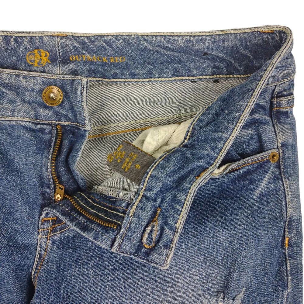 Vtg Y2K OUTBACK RED Jeans Women's 6 Stretch Denim Distressed Taper Leg Low Rise - Picture 5 of 10